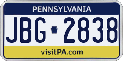 PA license plate JBG2838