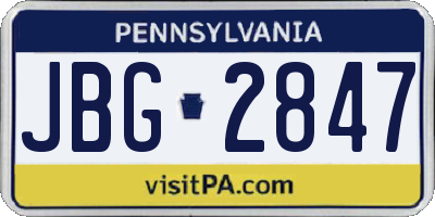 PA license plate JBG2847