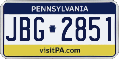 PA license plate JBG2851