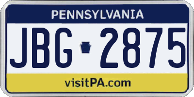 PA license plate JBG2875