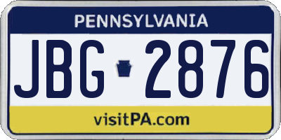 PA license plate JBG2876