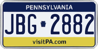 PA license plate JBG2882