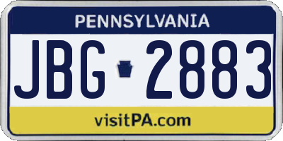 PA license plate JBG2883