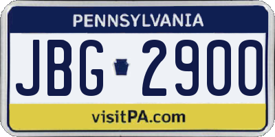 PA license plate JBG2900