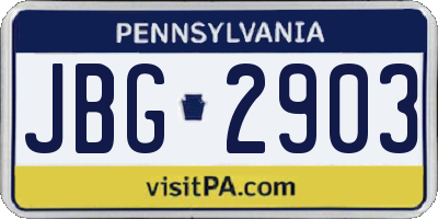 PA license plate JBG2903