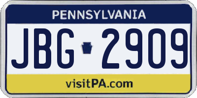 PA license plate JBG2909