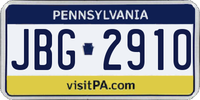 PA license plate JBG2910