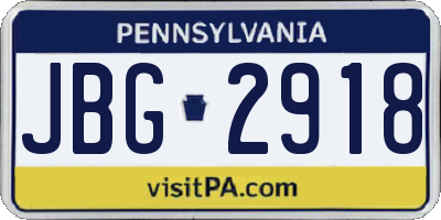 PA license plate JBG2918