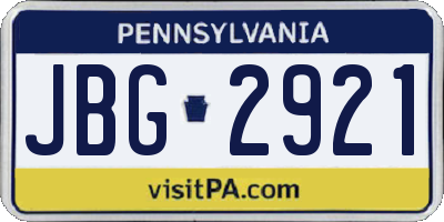 PA license plate JBG2921