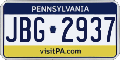 PA license plate JBG2937