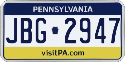 PA license plate JBG2947