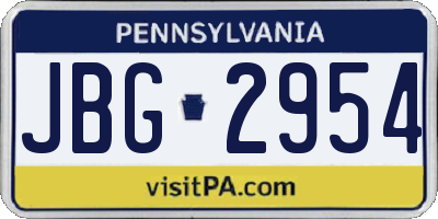PA license plate JBG2954