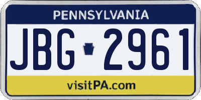 PA license plate JBG2961