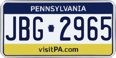 PA license plate JBG2965