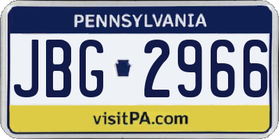 PA license plate JBG2966