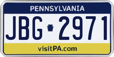 PA license plate JBG2971