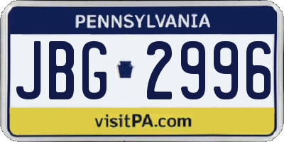PA license plate JBG2996