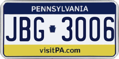 PA license plate JBG3006