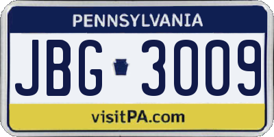 PA license plate JBG3009