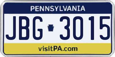 PA license plate JBG3015