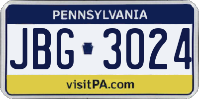PA license plate JBG3024