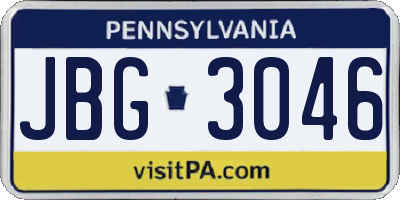 PA license plate JBG3046