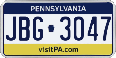 PA license plate JBG3047