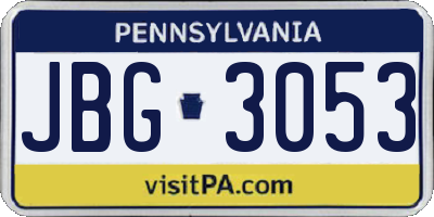 PA license plate JBG3053