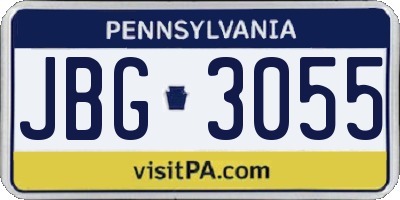 PA license plate JBG3055