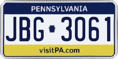 PA license plate JBG3061