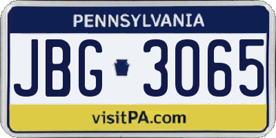PA license plate JBG3065
