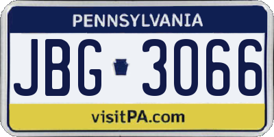 PA license plate JBG3066