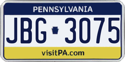 PA license plate JBG3075
