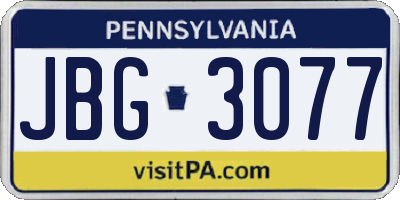 PA license plate JBG3077