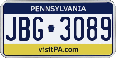PA license plate JBG3089