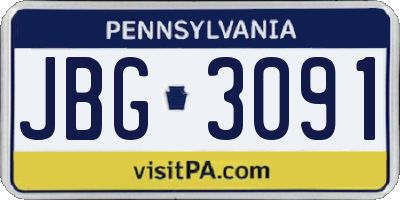 PA license plate JBG3091