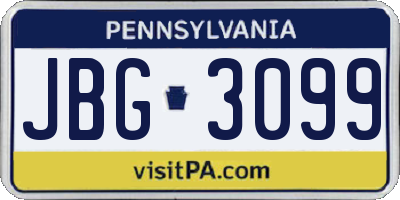 PA license plate JBG3099