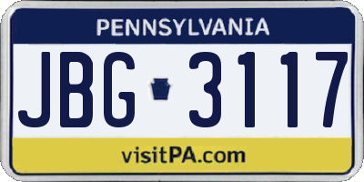 PA license plate JBG3117