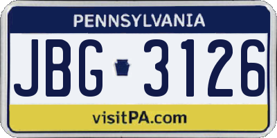 PA license plate JBG3126
