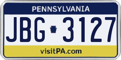 PA license plate JBG3127