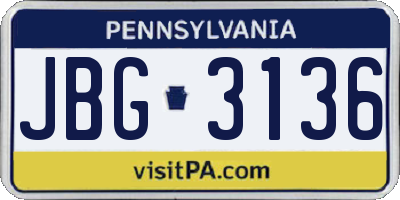 PA license plate JBG3136