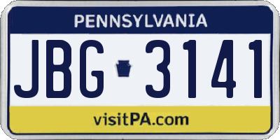 PA license plate JBG3141