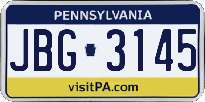 PA license plate JBG3145