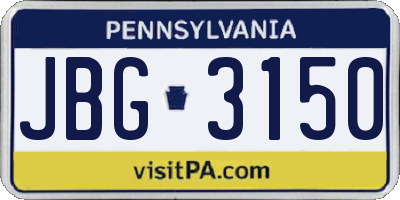 PA license plate JBG3150