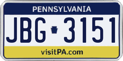 PA license plate JBG3151