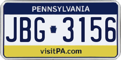 PA license plate JBG3156