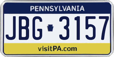 PA license plate JBG3157