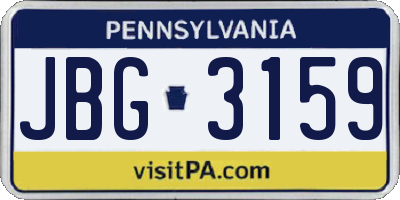 PA license plate JBG3159