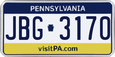 PA license plate JBG3170