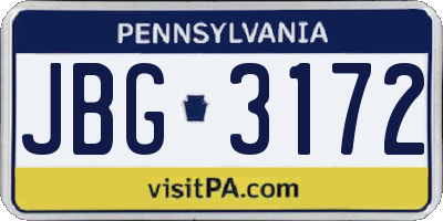 PA license plate JBG3172